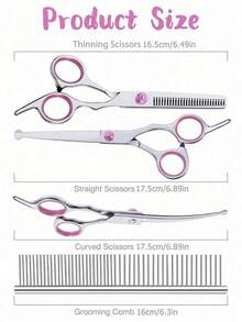 Professional Pet Grooming Scissors Set, Pet Hair Trimming Curved Scissors, Straight Scissors, Bangs Scissors, Nail Clippers, Thinning Scissors, Suitable For Cats, Dogs, Rabbits And Other Pets - Multicolor - View 3