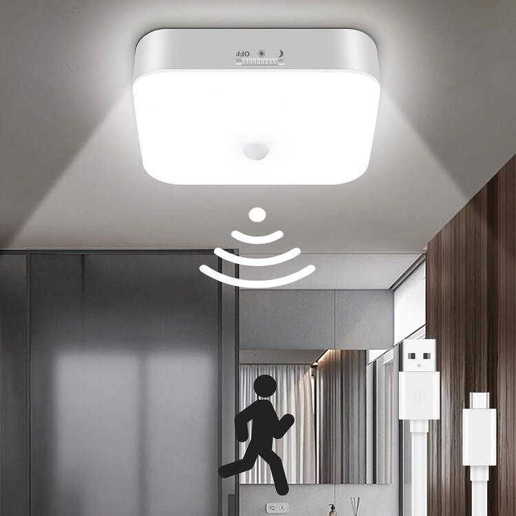 Rechargeable Motion Sensor Ceiling Light, 10000mAh USB-C Charging, 500LM Bright Wireless LED Light With Day/Night/OFF Modes For Hallway, Closet, Stairway, Bedroom, Garage & Supermarket - one-size - View 11