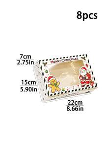 4/8/12pcs 2026 NEW Christmas Gift Box With Transparent Window | Santa Claus & Xmas Tree Printed Present Box, Festive Striped Paper Box For Christmas Party Decorations - View 12