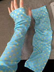 1 Pair Colorful Polka Dot Scrunchie Leg Warmers/Sleeves, 2-In-1 Wear, Summer Dopamine Sweet Girl Arm Warmers, Versatile Sun Protection - Multicolor - View 2