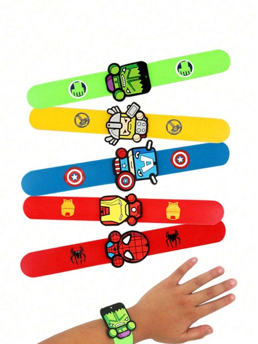 Disney Marvel Cartoon Slap Bracelet, Thor & Spider-Man Anime Character Pattern Theme Party Silicone Wristband, Slap Ring Educational Toy, Daily Party Toy, Carnival & Halloween Party Gift - Multicolor - View 1