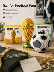 FIFA World Cup Trophy & Football Mini Building Blocks Set, 688/557pcs DIY Assembly Model, Desktop Decor Collectible Gift, Suitable For Football Fans - Multicolor - View 6