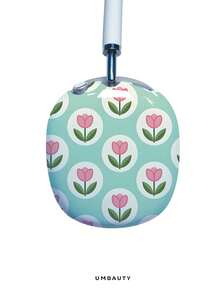 GIIPPA Glossy Hard Ear Cup Protective Cover Tulip Pattern Unisex Anti-Scratch Shell Compatible With AirPods Max 1/2 Oval Over-Ear Headphones For Daily Commute, Campus, Cafe, Travel, Picnic And Other Scenarios Matching Accessories - Pink - View 2