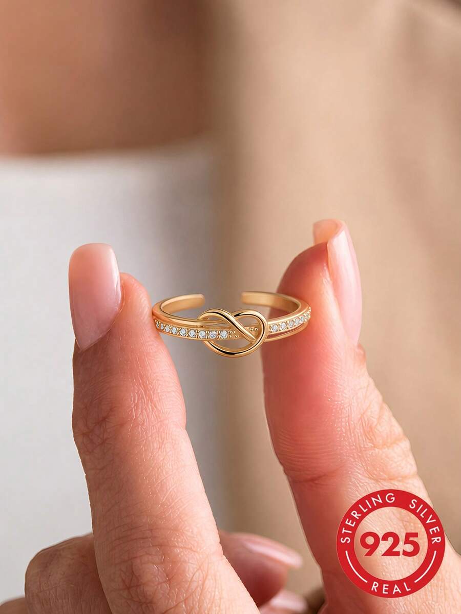 1pc S925 Sterling Silver Romantic Delicate Infinity Symbol Hollow Heart Women's Ring, Luxury Gentle Atmosphere Finger Ring, Niche Fashion Design Textured Ring, Valentine's Day Anniversary Gift For Lover/Partner - Love - View 1