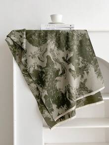 1pc Faux Cashmere Design Horse Pattern Jacquard Warm Scarf For Women, Air Conditioning Room Blanket, Autumn/Winter Outdoor Travel Cold Protection Neck Warmer, Soft Decorative Scarf Shawl Dual Use, Suitable For Daily Matching, First Choice For Gift Giving - Olive Green - View 3