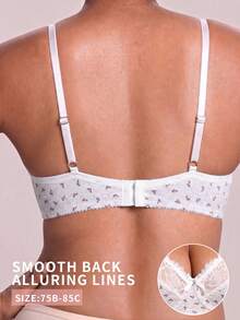 Bra Wanita Motif Bunga, Patchwork Renda, Berkawat, Anti-Kendur, Nyaman - Grey - View 6