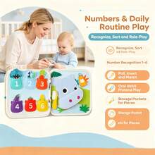 Baby Cloth Book, Suitable For Children - Durable Felt Quiet Book, Interactive Illustrated Cloth Book, Featuring Rabbit And Other Diverse Animal Patterns, Ideal Learning Toy For Babies, Promotes Motor Skills, Tactile And Visual Development, Cultivates Hands-On Skills And Cognition, Colorful Design, Fun Illustrations, Perfect Birthday Gift And Christmas Gift For Babies - Multicolor - View 3