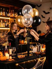 [Halloween, Wedding, Birthday] 1 Set Black Balloon Table Stand With Round Base – Tabletop And Floor Balloon Display Rack, Balloon Decoration Accessory, Stable Balloon Column Stand For Halloween, Wedding, Summer Events And Celebrations - Multicolor - View 3