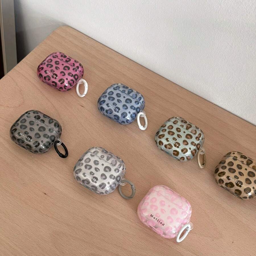 Casing Pelindung Earphone Gaya Eropa & Amerika Motif Macan Tutul Transparan 7 Warna dengan Cincin, Kompatibel untuk AirPods 5 New Pro 3, Pro 2/Pro, Apple 4, Minimalis 3, Personalisasi Generasi 1/2, Lucu untuk Perempuan, Casing Earphone Musim Semi/Panas, Hadiah Ulang Tahun/Hadiah Liburan - MultiWarna - View 1