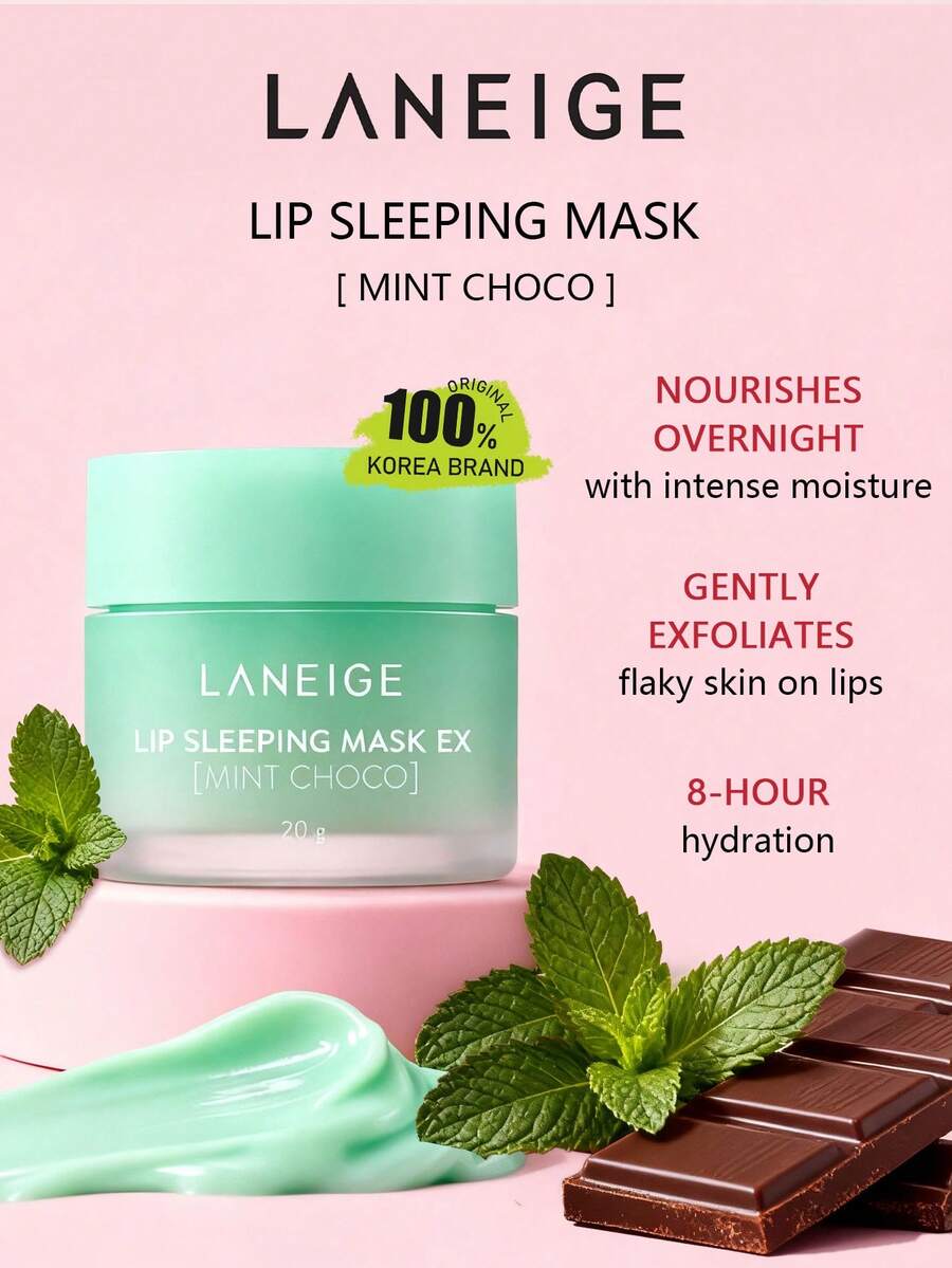 Laneige LIP SLEEPING MAXK EX 薄荷巧克力 20g，夜間唇部護理，保濕滋養，舒緩乾燥唇部，持久不黏膩，旅行裝，適合日常使用，K-Beauty，韓國彩妝，Olive Young，禮品，20g/0.71oz