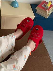 XIXITIAO Cute Carp Novelty Home Slippers, Lightweight Cozy Warm Closed‑Toe Indoor House Slippers For Winter - Red - View 10