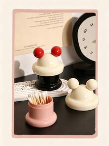 1PC/6PCSCute Cream Donut‑Shaped Toothpick & Cotton Swab Holder, Dust‑Proof Glossy Storage Jar, Multi‑Purpose Desktop Organizer For Toothpicks, Floss Sticks, Small Trinkets, Decorative Table Ornament For Home, Dining Room, Kitchen, Cafe - Multicolor - View 10