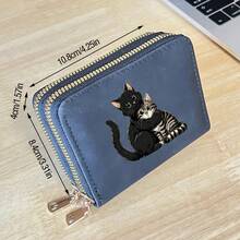 2pcs Cat Pattern Lightweight Fashionable Women's Card Holder Double Zipper Wallet Mini Wallet Card Holder Suitable For Daily Use - Multicolor - View 2