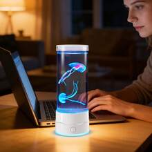 1 buah Lampu Akuarium Ubur-ubur Berubah Warna Tanpa Suara, 7 Mode Cahaya, Basis Bercahaya Bertenaga USB, Dekorasi Rumah Meja Kamar Tidur, Lampu Cahaya Lembut Mengapung, Hadiah Liburan - View 2
