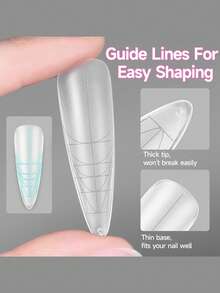 UR SUGAR 240Pcs Long Pre‑Shaped Full‑Cover False Nail Tips, 12 Sizes Acrylic Soak‑Off Nail Extension Tips, Multi‑Size Press‑On Manicure Supplies For Home DIY & Professional Salon - Clear - View 6