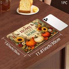 Alfombrilla Absorbente con Estampado Floral & Calabaza de Otoño / Alfombrilla de Secado / Alfombrilla de Secado para Máquina de Café & Platos - Protector de Superficie de Poliéster Absorbente con Respaldo de Goma Antideslizante, Decoración de Encimera de Cocina - Mantel Individual para Bar en Casa & Mesa de Comedor - Multicolor - Ver 11