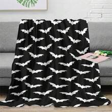 1 Stück weiche & bequeme Fledermaus moderne Flanelldecke - Halloween-Stil Polyester Nickerchen Decke - Digitaldruck Handwerk, geeignet für Sofa, Bett, Reisen, Büro Heimdekoration - Verschiedenfarbig - Übersicht 8