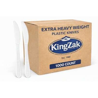 Extra Heavy Weight Plastic Knives 1000 Count Bulk Disposable White Heavy Duty Knives, Commercial Catering Cutlery For Parties, Restaurants, Foodservice, Events, Office And Takeout