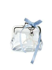 Coin Purse,Clear Wallet,Mini Wallet,Kiss Lock Purse,Bow Decor Bag,Pearl Charm Pouch,Girls Gift,Back To School Gift,Women Small Storage Bag,Card Holder - Multicolor - View 14
