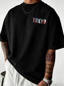 [Men's Plus Size]1pc Men's Plus Size Zrgoth Fashion Versatile "TOKYO" English Slogan Tokyo Element Print Short Sleeve, All-Match T-Shirt, Polyester Fabric Thin & Breathable, Loose Fit, Wears Larger, Size Recommendation Details In Main Image, Please Check Size Carefully Before Ordering To Avoid Fit Issues!!! - Red - View 2