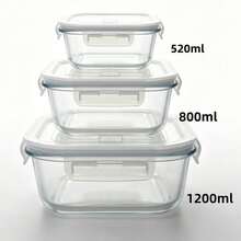 Heat‑Resistible Glass Lunch Box With Lid, Odor‑Resistant Leak‑Proof Quick‑Lock Lid Meal Container, Multi‑Capacity Clear Glass Food Keeper, Oven & Freezer Kitchen Food Storage Organizer - Transparent - View 15