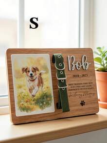 Personalized Custom Pet Memorial Plaque With Photo & Collar Clip, Engraved Name/Life Years/Quote, Wooden Base, Photo Slot, Collar Holder – Perfect For Home Decoration, Keepsake Gift For Pet Lovers (Dog/Cat Owners) - Brown - View 13
