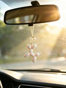 1pc Balloon Dog Car Rearview Mirror Hanging Decoration, Car Interior Decor Accessory - A - View 9