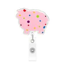 1pc Animal Silhouette Acrylic Retractable Badge Reel With Glitter Colorful Spotted Design Office Badge Holder - Multicolor - View 10