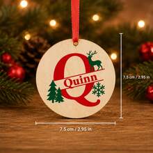 Custom Initial Name Christmas Ornament, Personalized Round Tree Hanging Decor, Festive Reindeer Snowflake Holiday Style, Customized Christmas Keepsake Gift, Customizable Family Name Ornament For Xmas Tree Decor, Christmas Decorations, Family Gifts - Style C - View 6