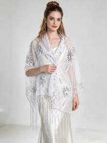 1pc Bohemian Style Embroidered Scarf, Fashionable Versatile Shawl, Vacation Style Heavy Embroidery Scarf, Unisex Warm Scarf For Men And Women - Multicolor - View 6