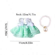 Hamster Princess Dress Pearl Necklace Cute Outfit Set Funny Golden Hamster Lace Trim Dress Photo Prop - Multicolor - View 9