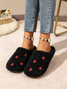 Soft Sole Embroidered Heart Warm Slippers - Quiet Slippers - Super Soft & Lightweight - Suitable For Floor Or Carpet Use, Halloween, Christmas Decoration, Home Decor, Comfortable, Bedroom - Multiple Styles - View 5
