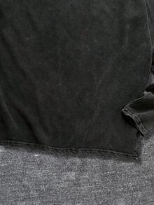 [Simple] Men's Retro Washed Long-Sleeve T-Shirt - Comfortable Crew Neck Top, Suitable For All Seasons, Casual Wear, Fashionable Street Style. - Black - View 5