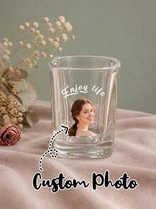 Custom Glass Shot Glasses With Photo, Personalized Text Shot Glasses, Customized Picture Clear Shot Glass Cup, Customizable Party Drinkware For Wedding Birthday Holiday Celebration, Gift For Friends Family Couples Bar Home Use - Multicolor - View 6