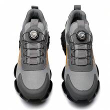 New Men's Rotating Button Comfortable Industrial Construction Work Shoes Steel Toe Athletic Sneakers Lightweight Breathable Construction Site Work Shoes (Runs Half Size Small) - Grey - View 3