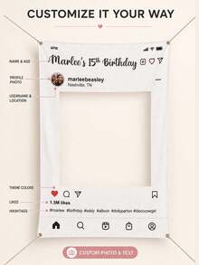 Personalized Selfie Photo Frame Prop, Customized Wedding Style Photo Frame, Can Add Name, Logo, Text, Suitable For Weddings, Graduation Ceremonies, Birthday Parties, Party Decorations And Photo Booth Props, Large Event Selfie Frame, Suitable For Wedding Parties, Wedding Showers, Baby Showers And Celebration Event Decorations, Fun Interactive Party Photo Signs And Gifts. - Multicolor - View 10