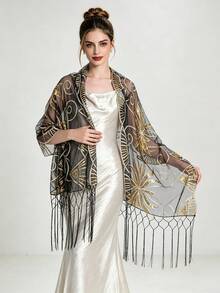 1pc Bohemian Style Embroidered Scarf, Fashionable Versatile Shawl, Vacation Style Heavy Embroidery Scarf, Unisex Warm Scarf For Men And Women - Multicolor - View 6