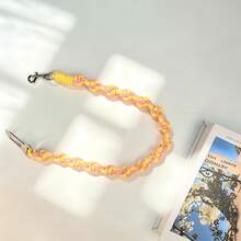 1pc Handmade Woven Dual-Color Cat & Dog Car Safety Belt, Multi-Function Car Hook Rope, Made Of Material, Pet Travel Car Leash - Yellow - View 2