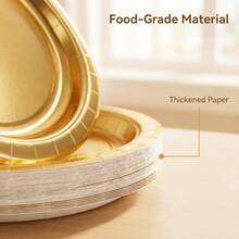 50/100pcs Gold Foil Paper Plates, 7 Inch & 9 Inch, Round Dessert Dinner Plates For Birthday Wedding Party Tableware Supplies Catering Holiday BBQ Events, Decorative Paper Plates For Crafts - Gold - View 2