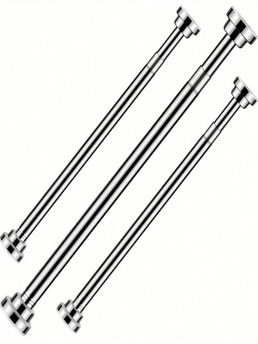 Heavy Duty Telescopic Rod, No Drilling Installation, Black/Silver Optional, Multi-Functional For Bathroom, Window, Curtain, Laundry, Shower, Wardrobe Support, Modern Home And Commercial Design, Easily Adjustable Height, Space-Saving Storage Solution - A - View 1