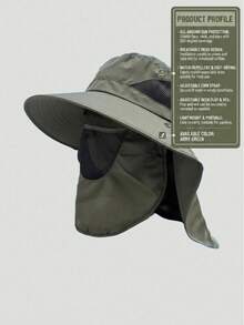 Men's Wide Brim Sun Protection Bucket Hat With Face Mask, Breathable Mesh, Quick-Dry UV Protection, Suitable For Outdoor Fishing, Hiking And Travel - Multicolor - View 2