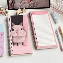 Cute Korean Style Rabbit Spiral Notebook, Pink Slim Long Lined Diary, DIY Handmade Daily Planner, Suitable For Students - Multicolor - View 1