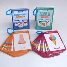 6 Theme French Learning Flash Cards, Kids Educational Cards, Preschool Kindergarten French Language Learning Material, Fruits Vegetables Food Body Animals Emotions Daily Life Theme Vocabulary Flashcards - Multicolor - View 13