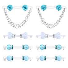 4 Pairs Fake Nipple Piercing Fake Nipple Rings Non Piercing Jewelry Adjustable Elastic Nooses Chain Heart Balls Cute Body Jewelry - Multicolor - View 4