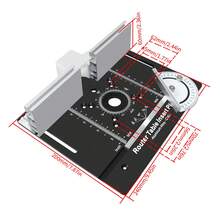 Aluminum Alloy Router Table Insert Plate With Miter Gauge And Flip-Top For Woodworking Workbench; Suitable For Grooving And Profiling; Black, With Millimeter And Inch Scales. - A - View 2