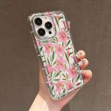 1pc Elegant Artistic Fresh Watercolor Floral UV Printed Transparent Phone Case, Compatible With IPhone 17 16 15 14 13 12 11 Pro Max Air Series, Fashion Protective Shell, Fashion Enthusiasts, Music Lovers, Perfect As Birthday Gift Valentine's Day Gift For Men And Women - Multicolor - View 4