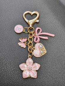 1pc 26 Letter Enamel Floral Keychain Pendant, Creative Key Ring Decorative Accessory, Car Key Chain, Bag Charm, Suitable For Friends, Family, Valentine's Day Gift, Birthday Gift, Holiday Gift, Party Favor - Multicolor - View 9