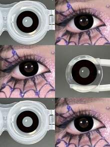 1 Pair Black Cosmetic Contact Lenses, Soft Texture, Suitable For Cosplay, Halloween Costumes, Role-Playing Games And Vacation Makeup Needs, Can Be Used All Year Round - Yearly Disposable - View 10