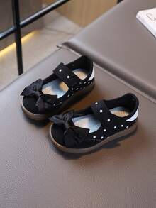 1 Pair Spring/Autumn New Princess-Style Soft Sole Baby Walking Shoes For Girls With Bowknot Sweet Design - Black - View 2