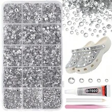 12000pcs Clear AB Rhinestones For Dazzling Kits, Dazzling Resin Gems 2/3/4/5/6mm For Handmade, Flat Back Rhinestones For Craft DIY Glassware - Multicolor - View 17